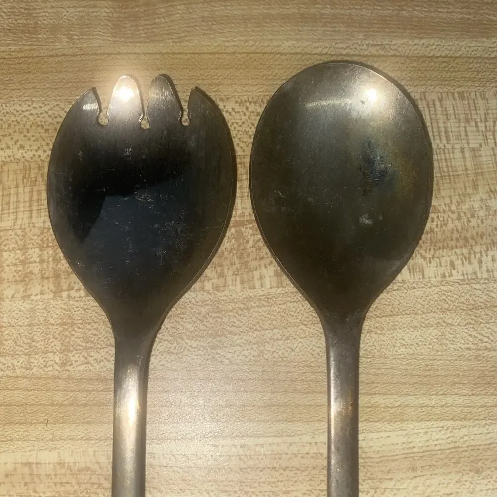 Set Of 4 Sheffield Silverplate Salad Serving, Grapefruit Spoon, Relish Spoon